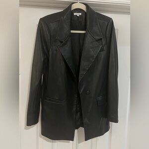 WeWoreWhat Black Faux Leather Blazer